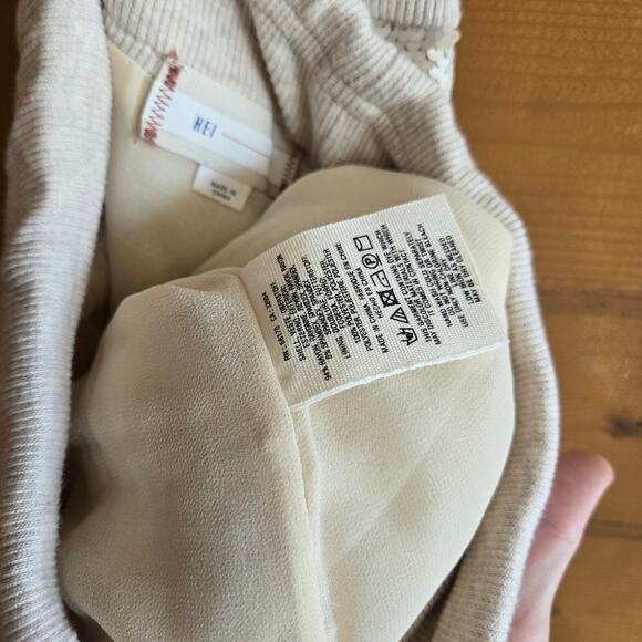 Anthropologie Hei Hei Cream Gold Sequin Pant Large Holiday NYE Pull On Bottom - Picture 7 of 7